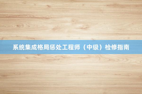 系统集成格局惩处工程师（中级）检修指南
