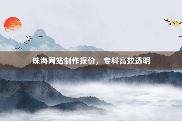 珠海网站制作报价，专科高效透明